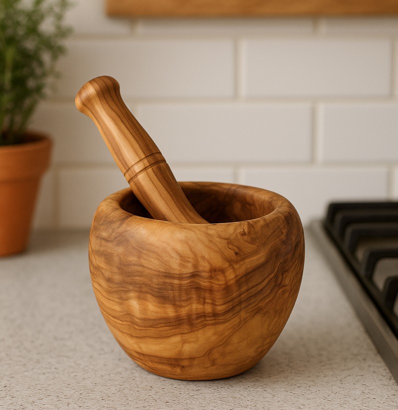 Olive Wood Mortar & Pestle MM